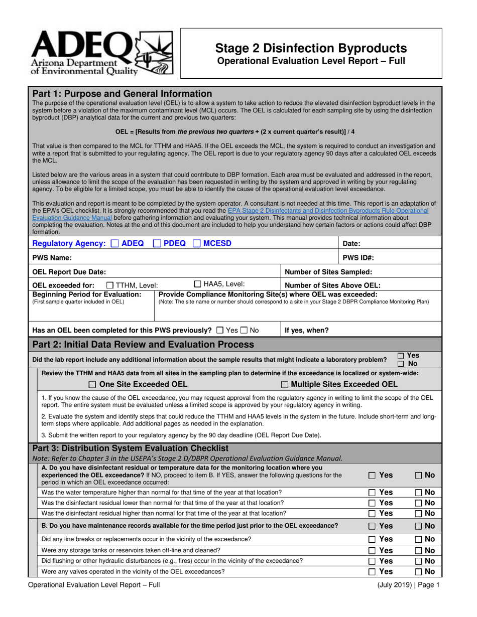 Stage 2 Disinfection Byproducts Operational Evaluation Level Report - Full - Arizona, Page 1