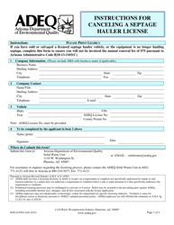 Document preview: Form WPD-S/HWS Septage Hauler License Cancellation Form - Arizona
