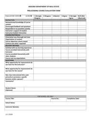 Document preview: Prelicensing Course Evaluation Form - Arizona