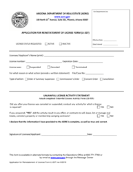 Form LI-207 Application for Reinstatement of License Form - Arizona, Page 2