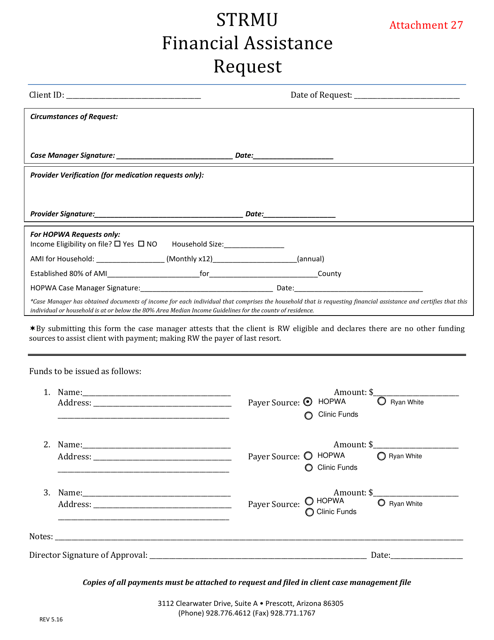 Attachment 27 Strmu Financial Assistance Request - Arizona