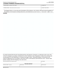 Form ABC-257 &quot;Licensed Premises Diagram (Retail)&quot; - California