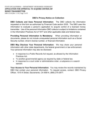Form DBO-2118 Application for Approval to Acquire Control of Money Transmitter - California, Page 5