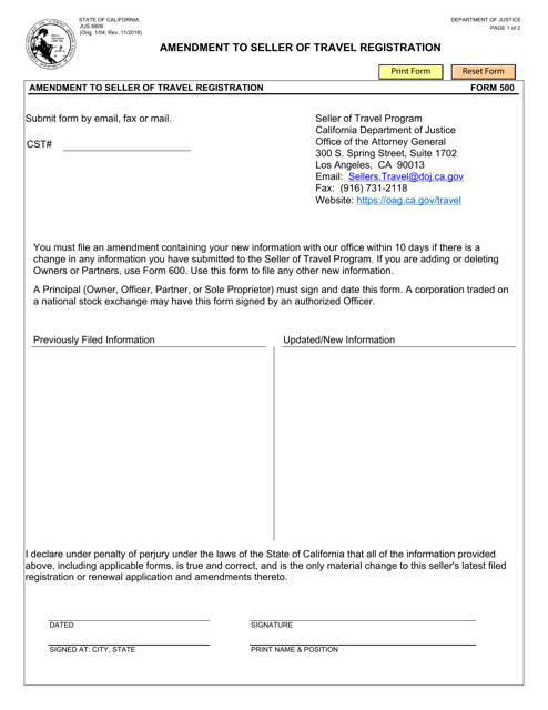 Form JUS8806 (500)  Printable Pdf