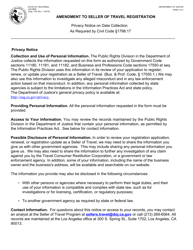 Form JUS8806 (500) Amendment to Seller of Travel Registration - California, Page 2