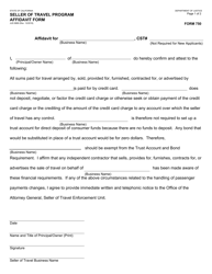 Document preview: Form JUS8889 (750) Seller of Travel Program Affidavit Form - California