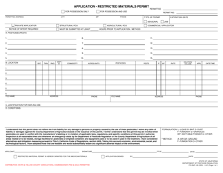 Document preview: Form PR-ENF-125 Application - Restricted Materials Permit - California