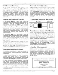 Formulario CDPH8553 SP Renovar Certificacion Para La Construccion Relacionada Al Plomo - California (Spanish), Page 2