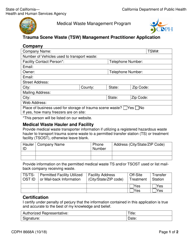 Document preview: Form CDPH8668A Trauma Scene Waste Management Practitioner Application - California
