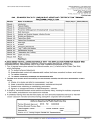 Form CDPH276F Skilled Nursing Facility (Snf) Nurse Assistant Certification Training Program Application - California, Page 2