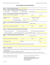 Document preview: Form CDPH8552 Lead Hazard Evaluation Report - California