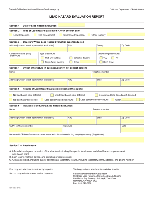 Form CDPH8552  Printable Pdf