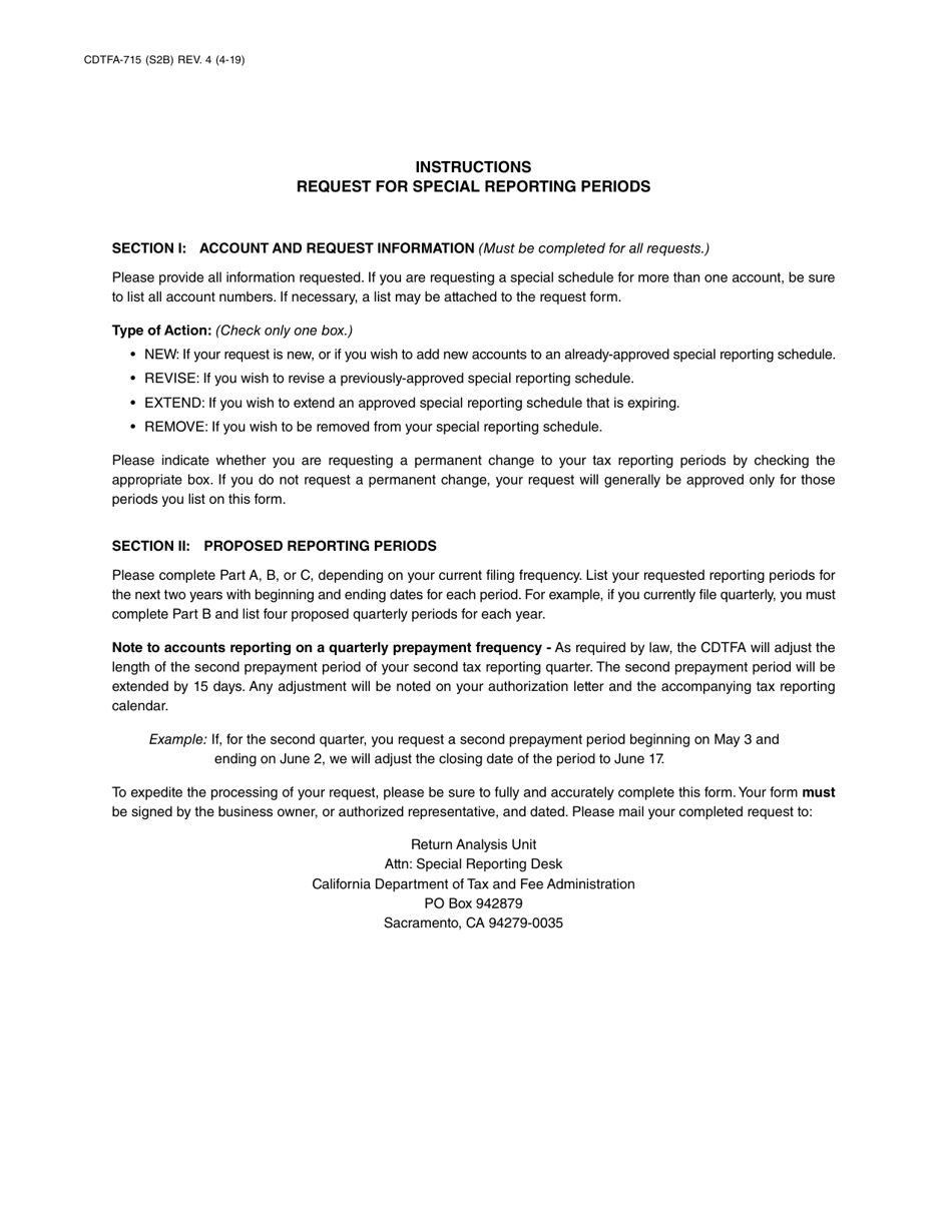 Form CDTFA-715 Request for Special Reporting Periods - California, Page 4