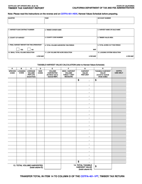 Form CDTFA-401-APT  Printable Pdf