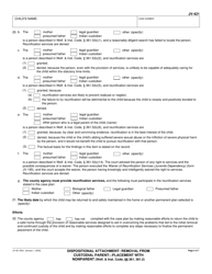 Form JV-421 Dispositional Attachment: Removal From Custodial Parent - Placement With Nonparent - California, Page 4