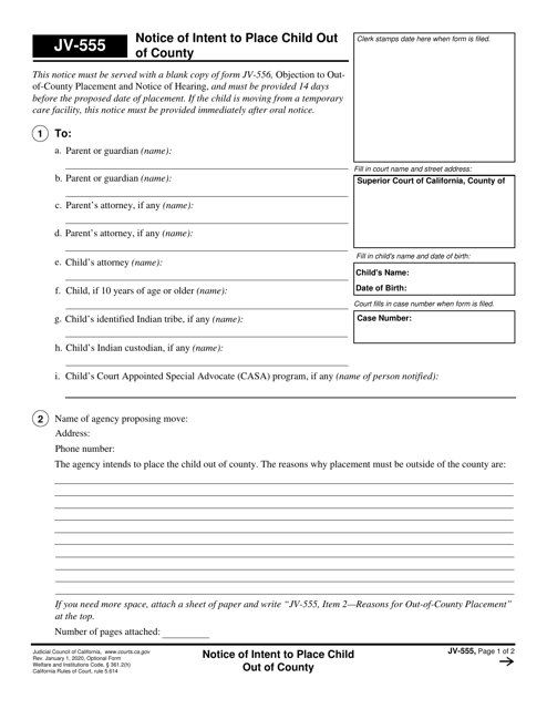 Form JV-555 - Fill Out, Sign Online and Download Fillable PDF ...
