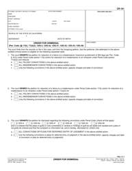 Form CR-181 Order for Dismissal - California