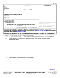 Document preview: Form APP-020 Response to Appellant's Proposed Settled Statement (Unlimited Civil Case) - California