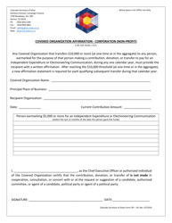 Form CPF-50 &quot;Covered Organization Affirmation - Corporation (Non-profit)&quot; - Colorado