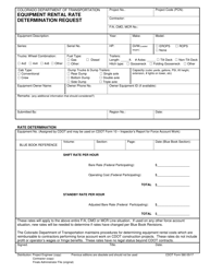 Document preview: CDOT Form 580 Equipment Rental Rate Determination Request - Colorado
