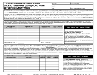CDOT Form 718 Underutilized Dbe (Udbe) Good Faith Effort Documentation - Colorado