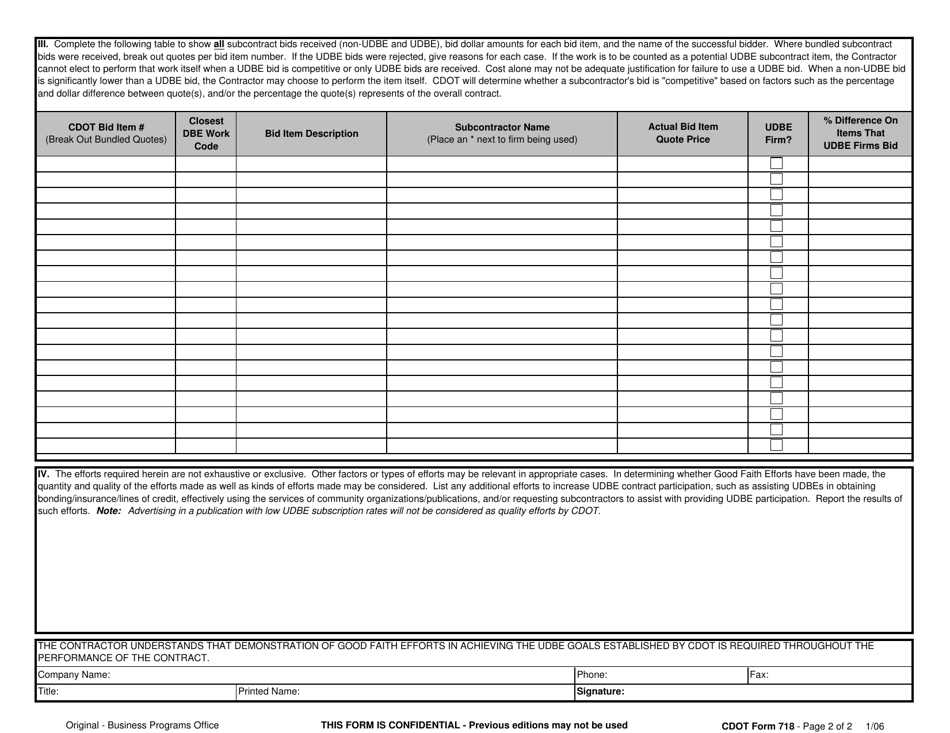 CDOT Form 718 - Fill Out, Sign Online and Download Printable PDF ...