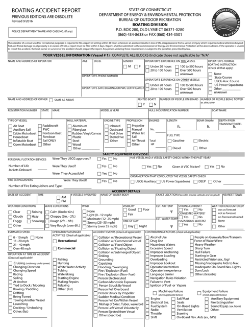 Boating Accident Report - Connecticut Download Pdf