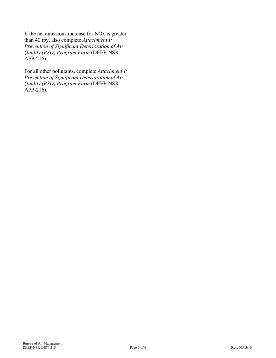 Instructions for Form DEEP-NSR-APP-213 Attachment H Major Modification Determination Form - Connecticut, Page 6