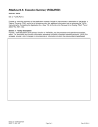 Form DEEP-TV-APP-105 Attachment A Executive Summary - Connecticut