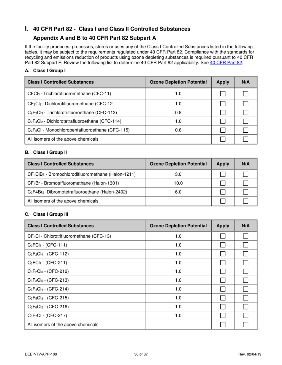 Form DEEP-TV-APP-100 New Title V Permit or Renewal of an Existing Title V Permit Application - Connecticut, Page 30