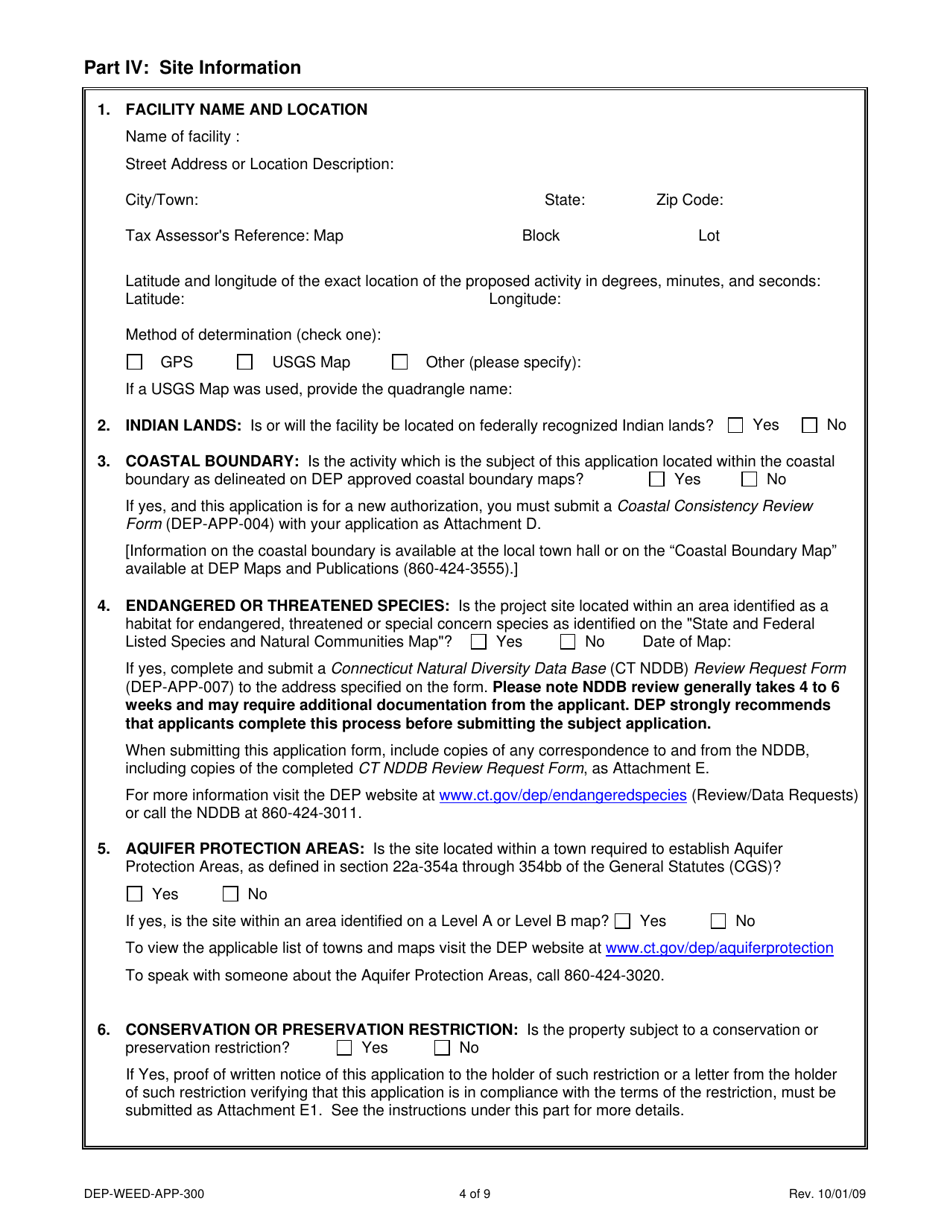 Form DEP-WEED-APP-300 Permit Application for Cgs Section 22a-454 Waste Facilities - Connecticut, Page 4