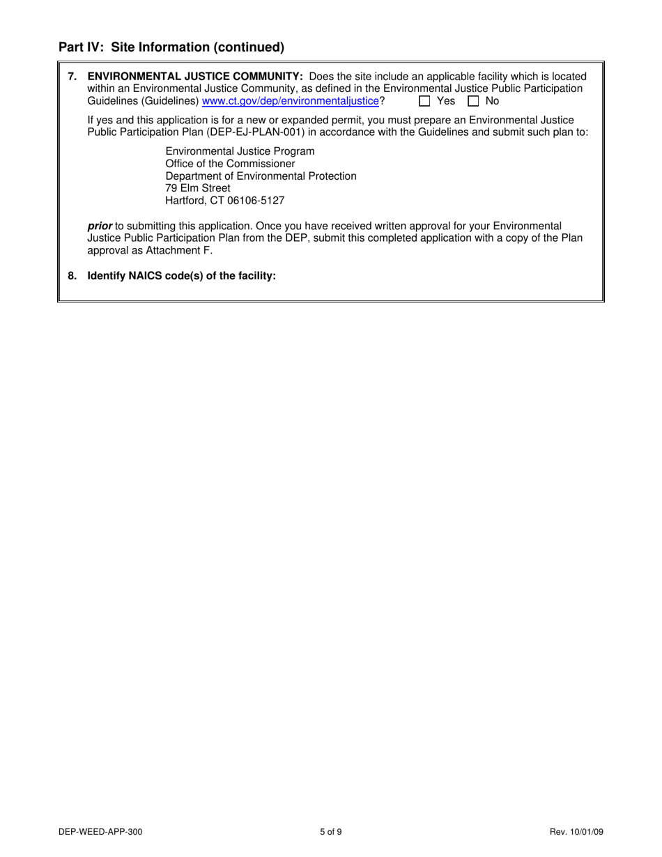 Form DEP-WEED-APP-300 Permit Application for Cgs Section 22a-454 Waste Facilities - Connecticut, Page 5