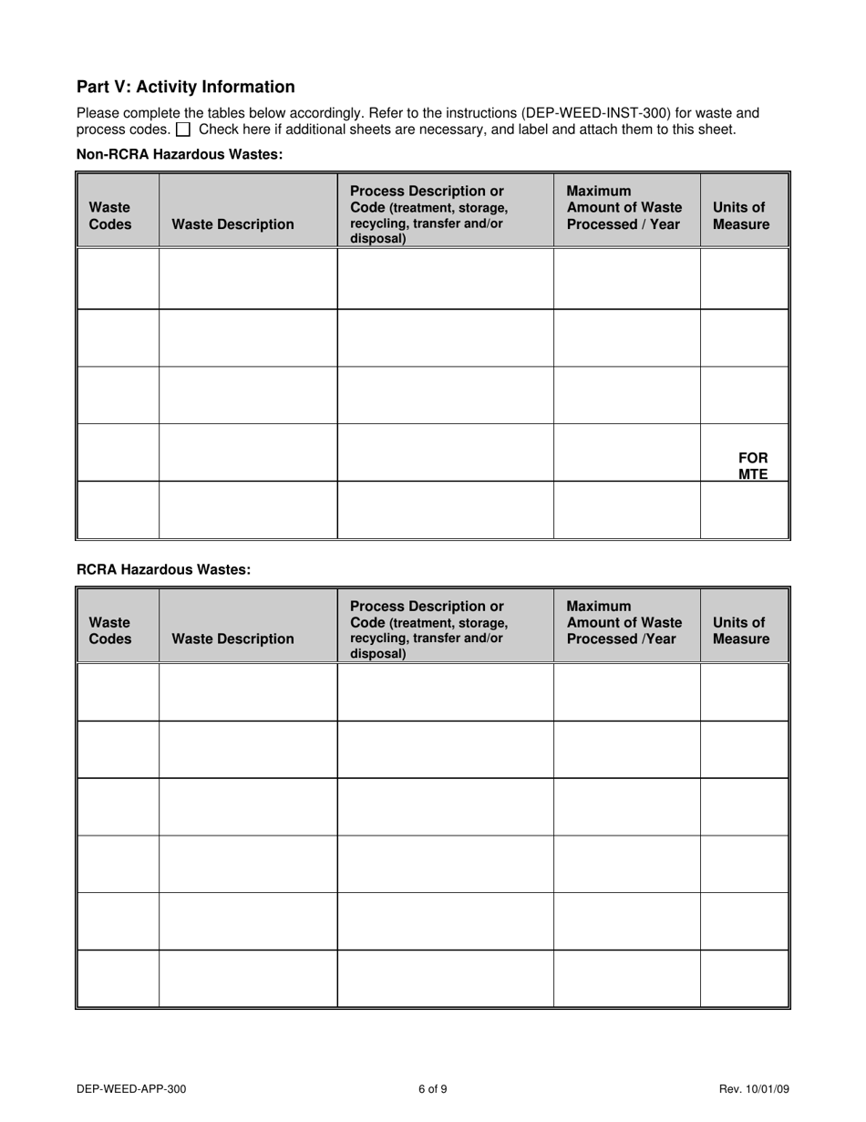 Form DEP-WEED-APP-300 Permit Application for Cgs Section 22a-454 Waste Facilities - Connecticut, Page 6