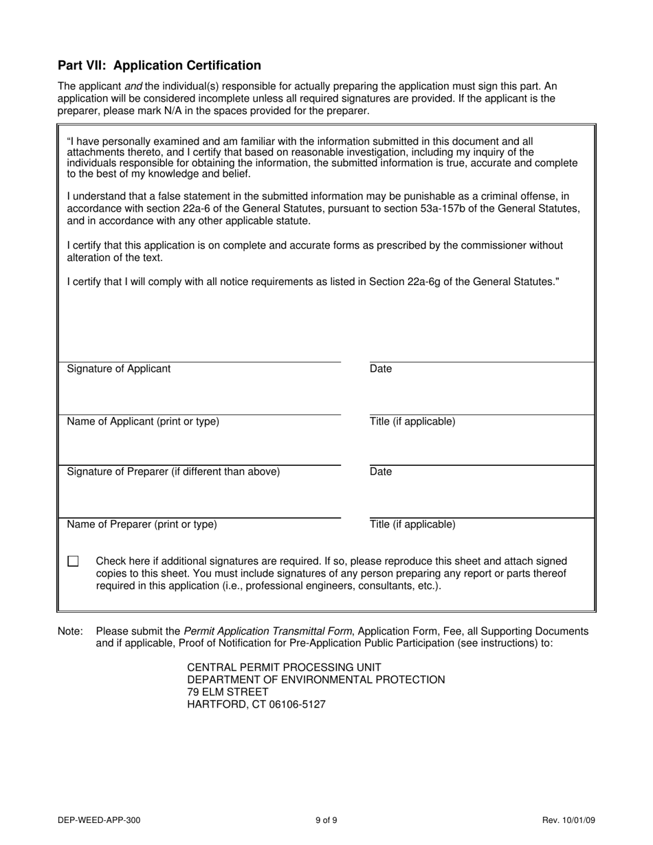 Form DEP-WEED-APP-300 Permit Application for Cgs Section 22a-454 Waste Facilities - Connecticut, Page 9