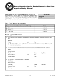 Form DEP-PEST-APP-100 Permit Application for Pesticide and/or Fertilizer Application by Aircraft - Connecticut