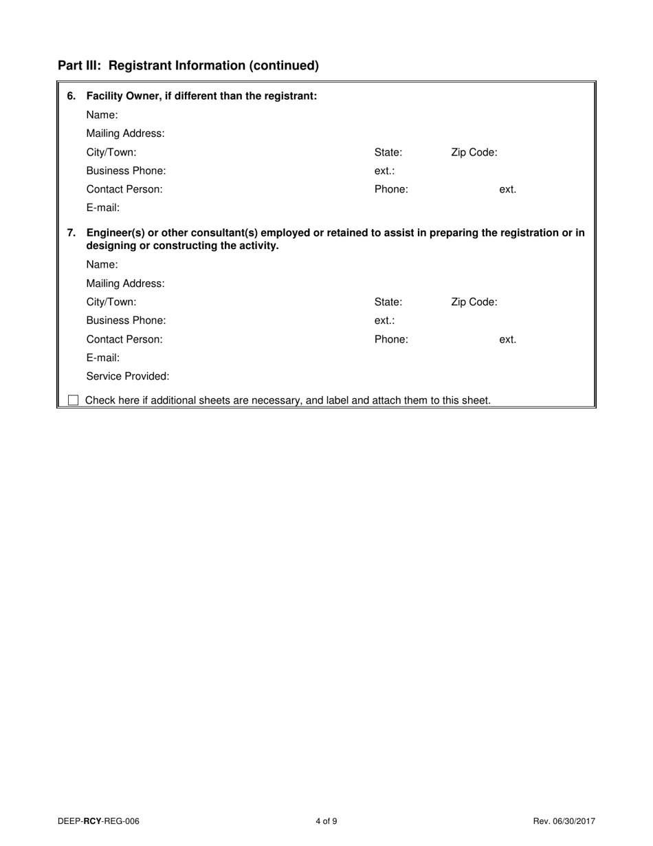 Form DEEP-RCY-REG-006 General Permit Registration Form for the Addition of Grass Clippings at Registered Leaf Composting Facilities - Connecticut, Page 4