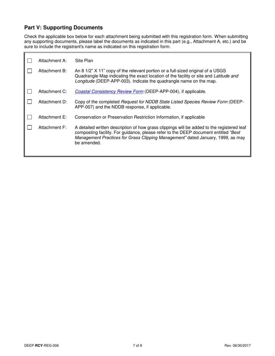 Form DEEP-RCY-REG-006 General Permit Registration Form for the Addition of Grass Clippings at Registered Leaf Composting Facilities - Connecticut, Page 7