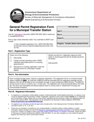 Document preview: Form DEEP-SW-REG-002 General Permit Registration Form for a Municipal Transfer Station - Connecticut