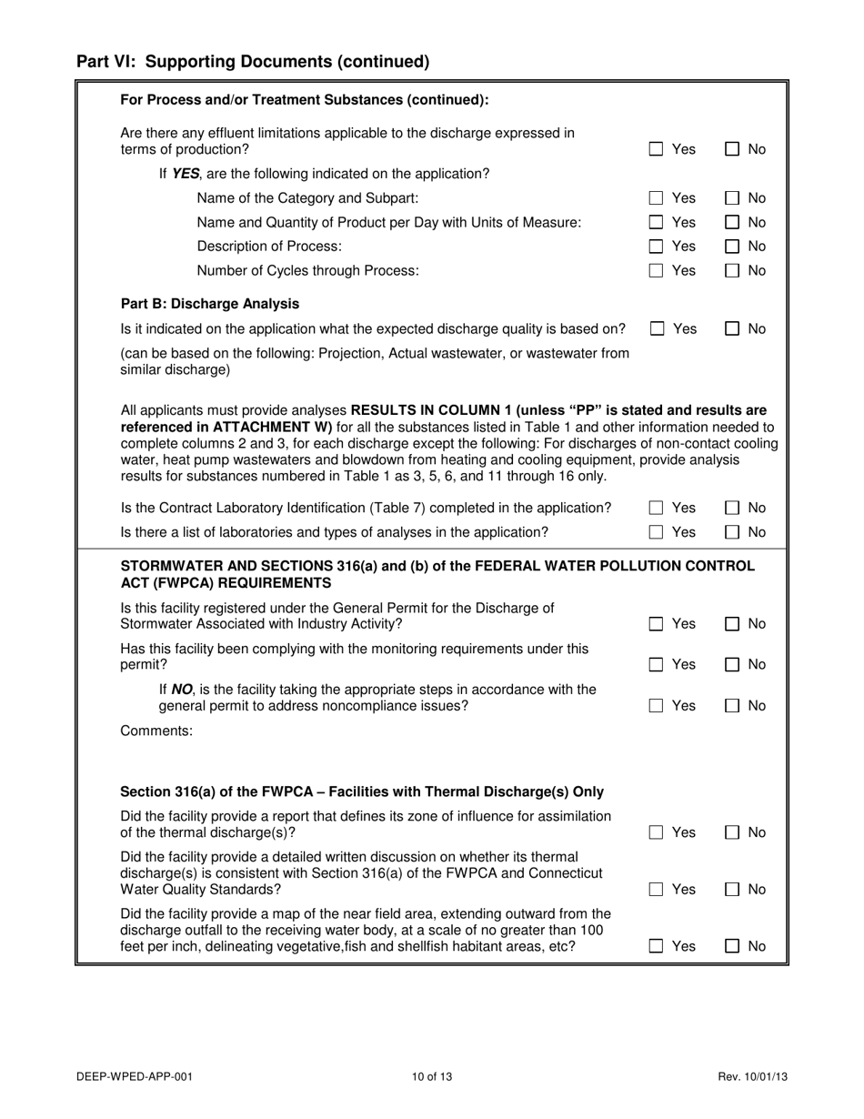 Form DEEP-WPED-APP-001 Wastewater Discharge Permit Application Checklist - Connecticut, Page 10