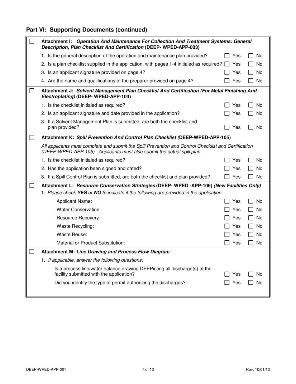 Form DEEP-WPED-APP-001 Wastewater Discharge Permit Application Checklist - Connecticut, Page 7