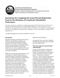 Document preview: Instructions for Form DEEP-WPED-REG-027 General Permit Registration Form for the Discharge of Groundwater Remediation Wastewater - Connecticut