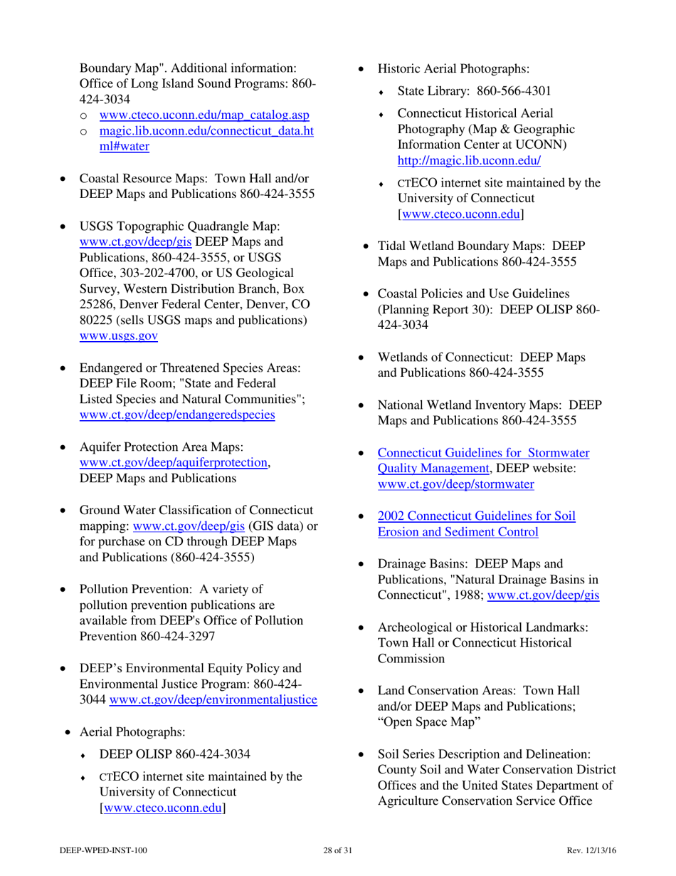 Instructions for Form DEEP-WPED-APP-100 Permit Application for Wastewater Discharges From Manufacturing, Commercial, and Other Activities - Connecticut, Page 28