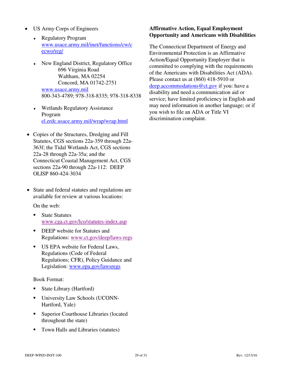 Instructions for Form DEEP-WPED-APP-100 Permit Application for Wastewater Discharges From Manufacturing, Commercial, and Other Activities - Connecticut, Page 29