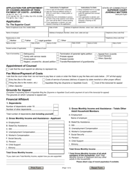 Form JD-JM-114 Application for Appointment of Counsel/Waiver of Fees/Payment of Costs - Juvenile - Connecticut
