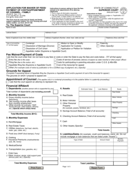 Form JD-FM-075 Application for Waiver of Fees/Payment of Costs/Appointment of Counsel - Family - Connecticut