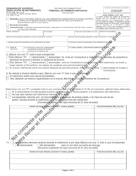 Document preview: Formulario JD-FM-159S Demanda De Divorcio (Disolucion De Matrimonio) - Connecticut (Spanish)