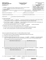 Document preview: Form JD-FM-159A Dissolution of Civil Union Complaint - Connecticut