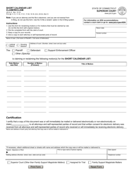 Document preview: Form JD-CL-006 Short Calendar List Claim/Reclaim - Connecticut