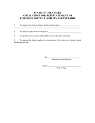 Application for Reinstatement of Foreign Limited Liability Partnership - Delaware, Page 3