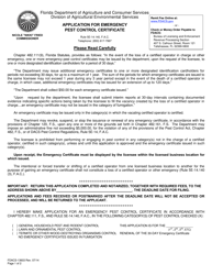 Form FDACS-13603 Application for Emergency Pest Control Certificate - Florida